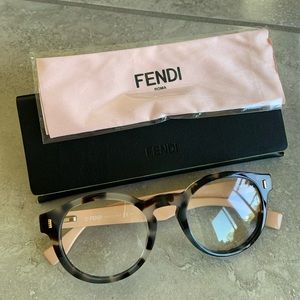 Fendi Eyeglass Frames FF 028 HJU 135 Havana Beige
